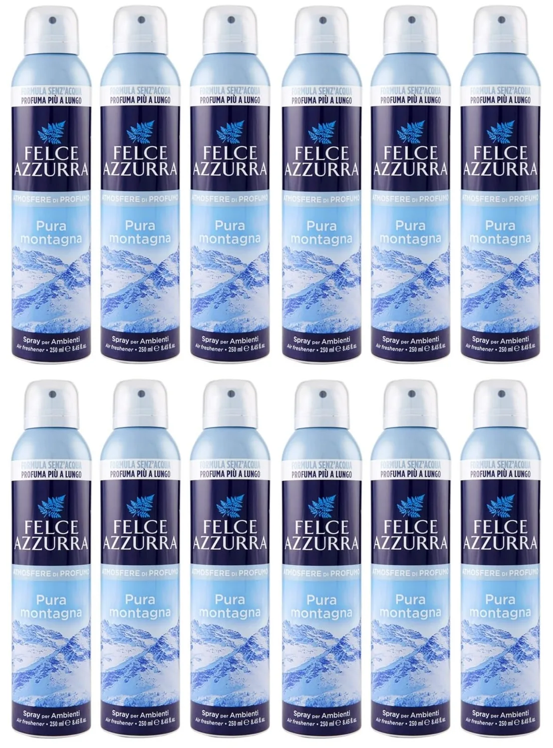 Felce Azzurra Pura Montagna Lot De 12 Déodorants D'ambiance En Spray 250 Ml