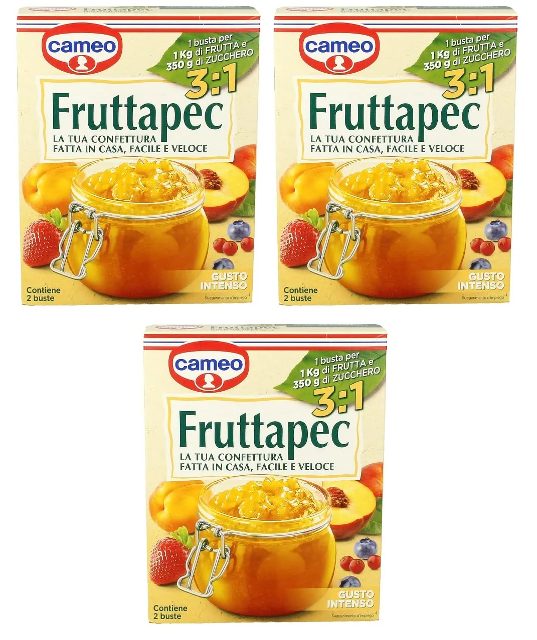 3 X Cameo Fruttapec Gusto Intenso Préparés Pour Confiture Maison 50 G ( Contient 2 Sachets De 25 G )