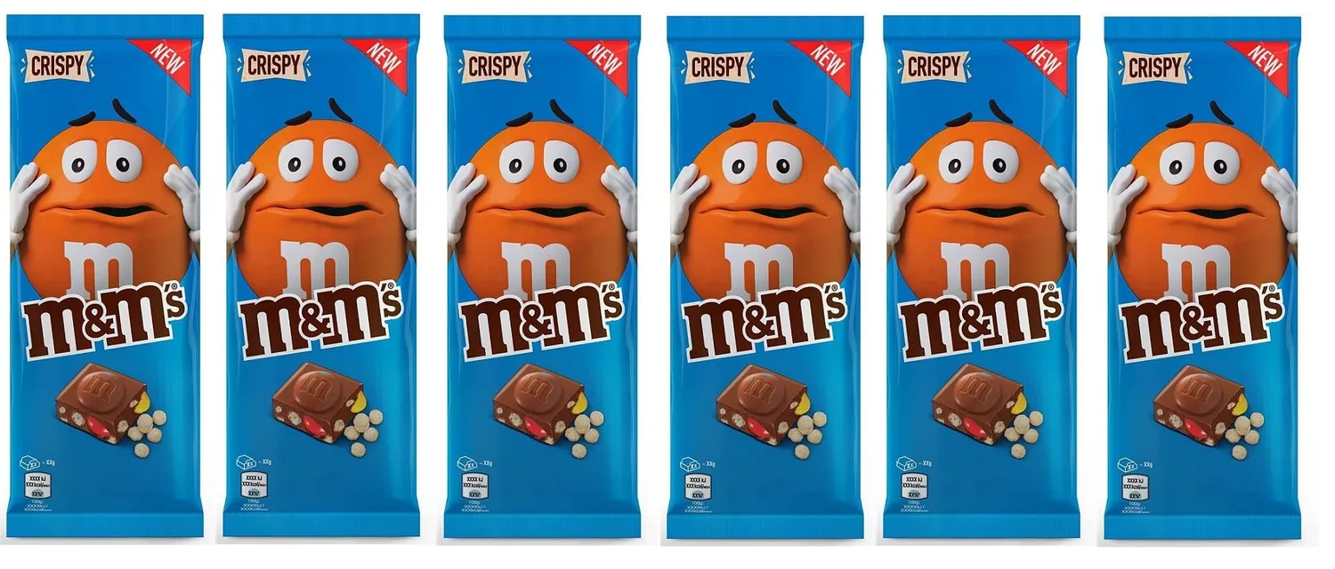 M&M's Crispy Lot De 6 Tablettes Au Chocolat Au Lait Avec Délicieux M&M's Mini Et Riz Croustillant 150 G