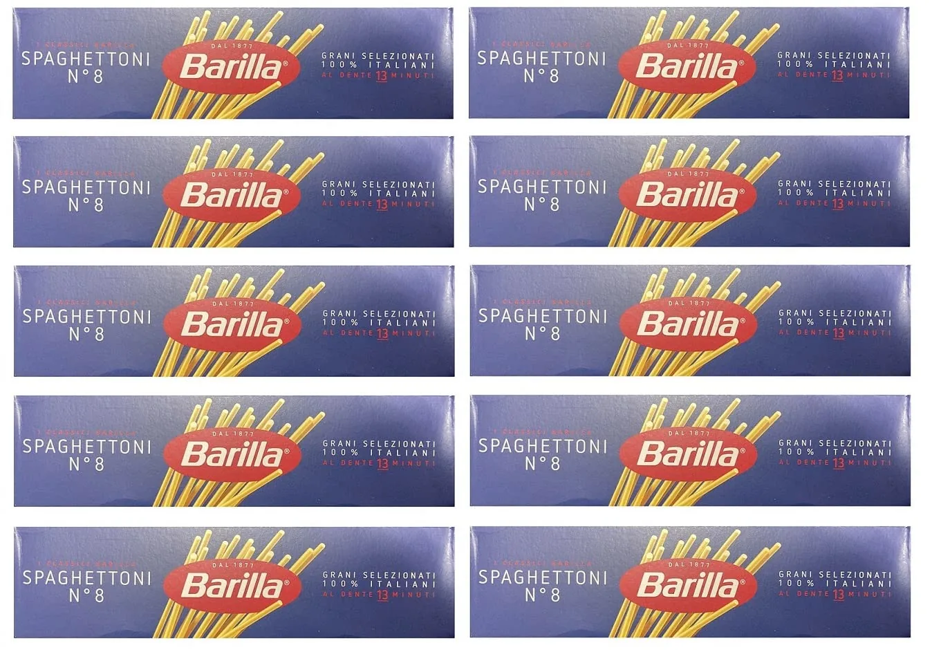 10 X Barilla Vermicelli (Spaghetti) No. 8 Pâte Italienne 500 G