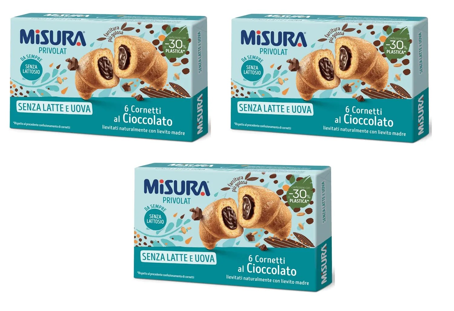 3x Misura Privolat Cornetti Al Cioccolato Senza Latte E Uova Croissants Avec Remplissage Au Chocolat Sans Lait Ni Œuf 290 G