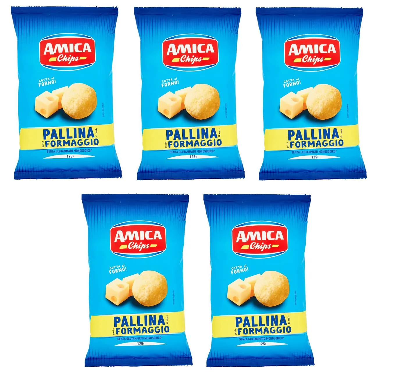 Amica Chips Pallina Al Formaggio Lot De 5 Collations De Maïs Avec Saveur De Fromage Et Collation Salée 125 G