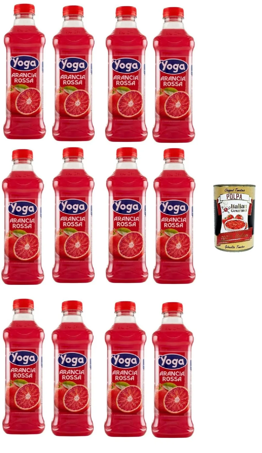 Bouteille De Yoga Pet - Jus De Fruits - Arancia Rossa - 12 X 1000 Ml - Rouge Et Orange - Polpa Italian Gourmet 400 G
