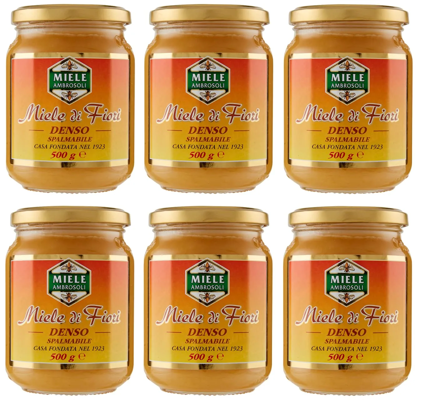 Ambrosoli Miele Di Fiori Denso Spalmabile Lot De 6 Miel De Fleurs Denses 500 G