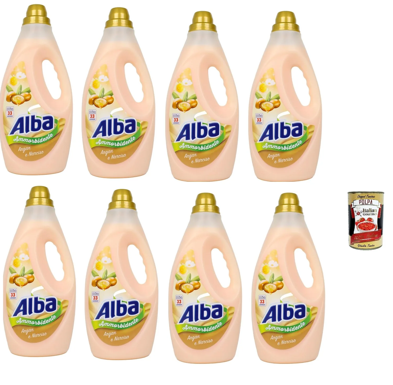 Alba Ammorbidente Argan And Daffodil Assouplissant Fabric Softener, 33 Lavages, 8 X 1850 Ml + Italian Gourmet Polpa 400 G