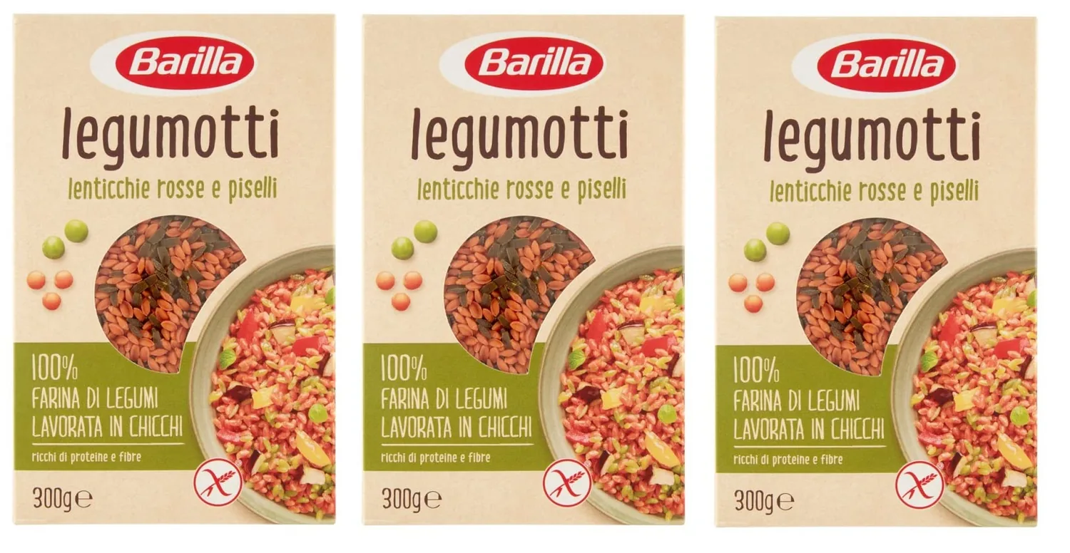 Barilla Legumotti Lenticchie Rosse E Piselli Lentilles Rouges Et Pois Riche En Protéines Et Fibres Sans Gluten 300 G