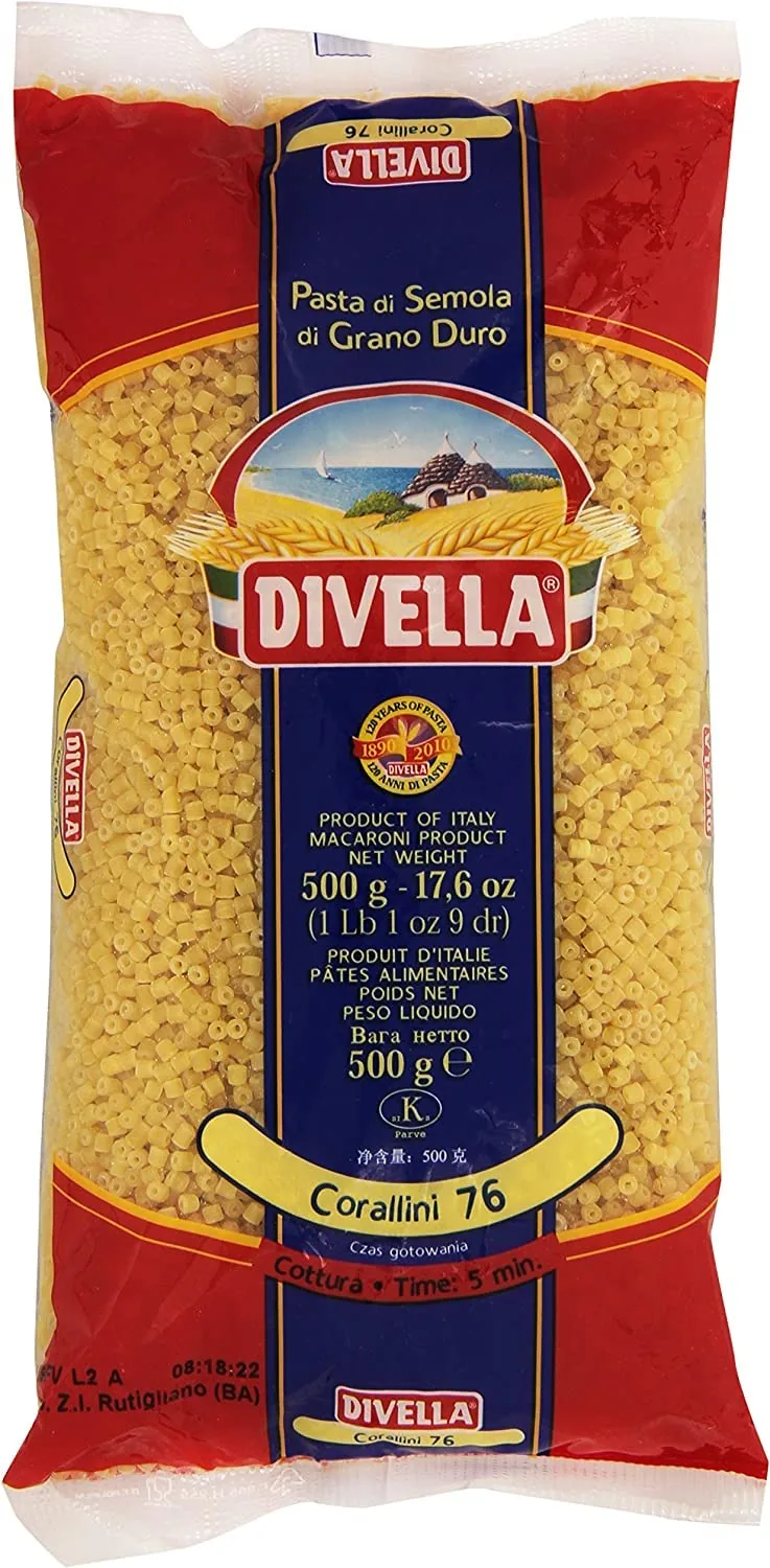 Lot De 10 Pâtes Divella 100 % Italiennes N° 76 Corallini 500 G