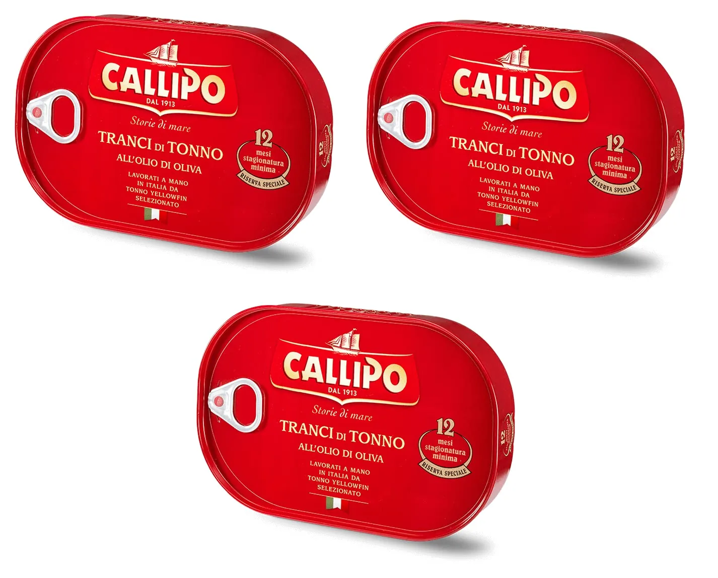 3 X Callipo Tranci Di Tonno All'olio Di Oliva Thon Italien À L'huile D'olive 320 G Tranches De Thon Dans L'huile D'olive 12 Mois De Maturation