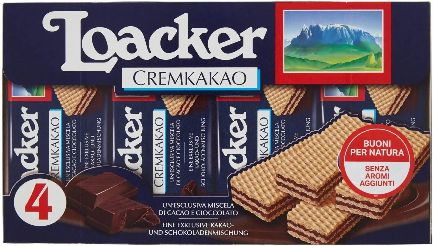 Loacker Lot De 6 Cubes Classiques Cremcacao Chocolat Râpe Biscuits Gaufres Multipack 4 X 45 G