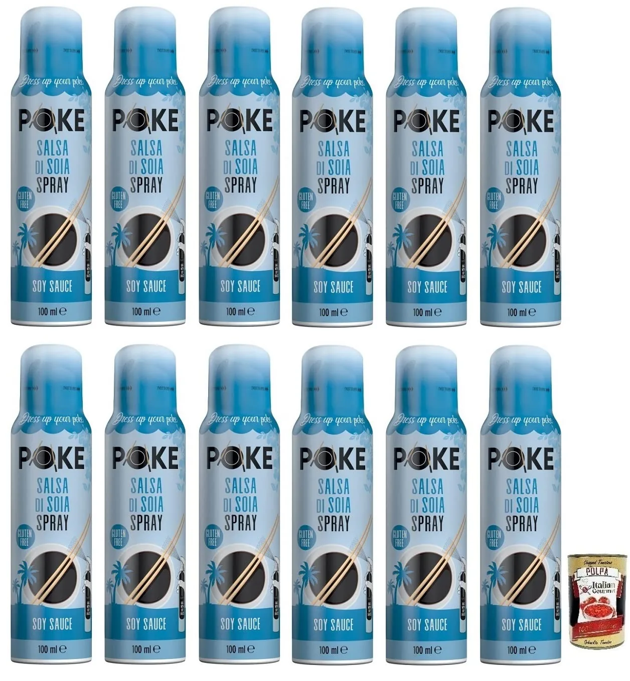 Fratelli Mantova Salsa Di Soia Lot De 12 Sprays De Sauce Soja Sans Gluten 100 Ml + Boîte De 400 G
