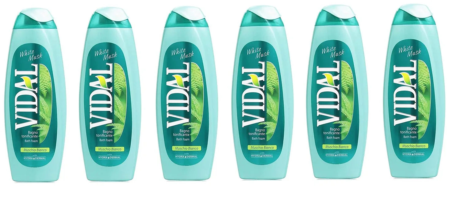 6 X Vidal Musc Blanc Blanc Mousse Mousse Bains De Bain Bath Shower Mousse 500 Ml