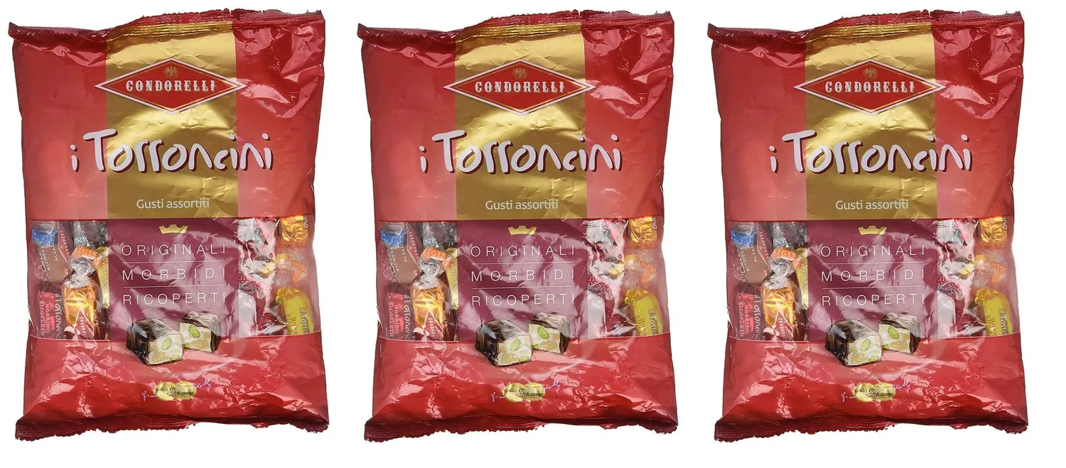 3 X Condorelli I Torroncini Gusti Assortiti Torroncini Morbidi Ricoperti Gusto Cioccolato Fondente Nougat Doux Au Goût Chocolat Foncé 500gr