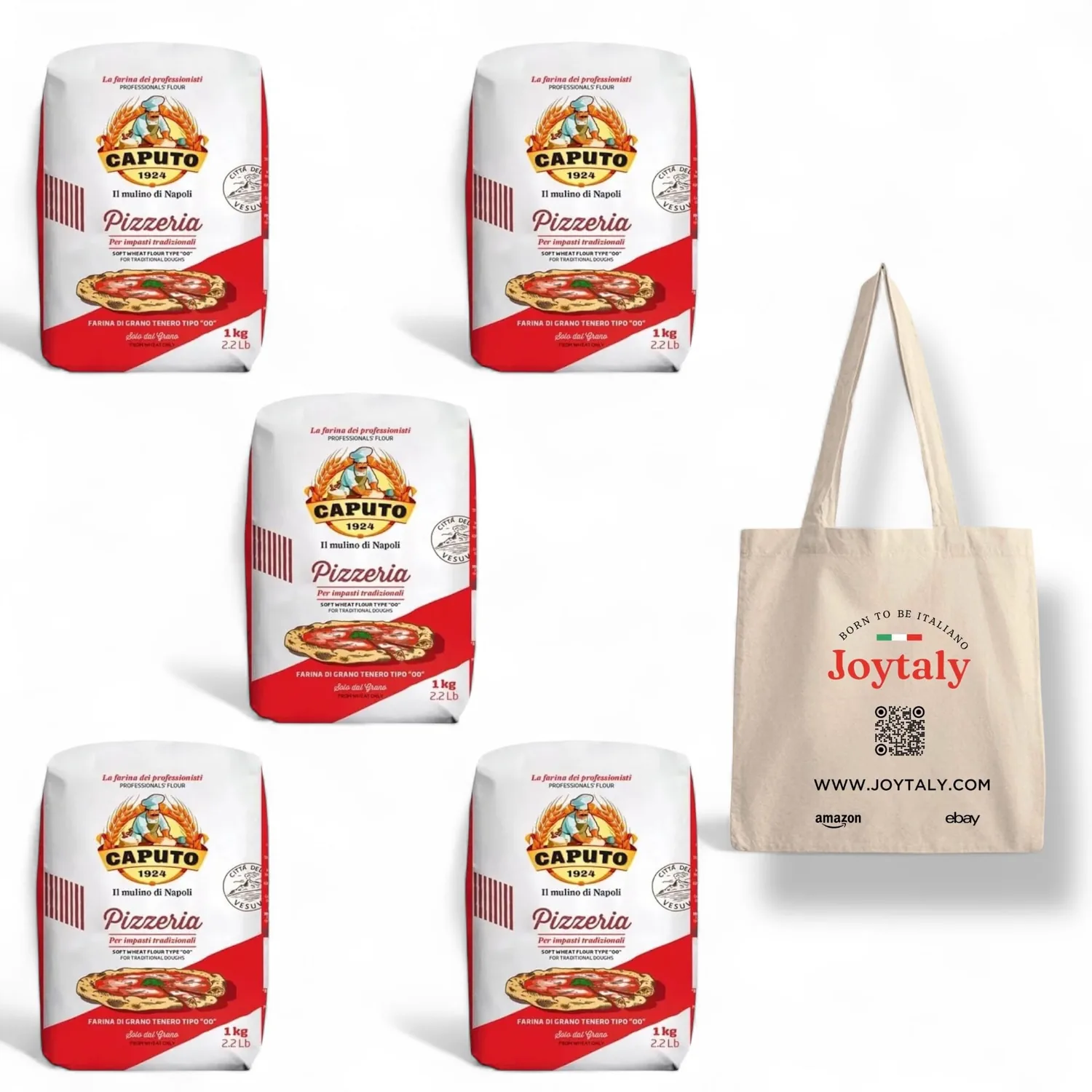 Caputo Farine Premium De Type « 00 » Pour Pizzas Italiennes, 5 Sacs De 1 Kg