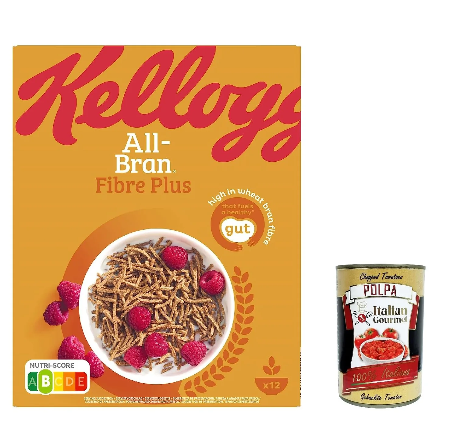6x Kellog's Kellogg All-Brain Membrane Avec Ses Riches Fibres De Blé Céréales 500 G + Polpa Italian Gourmet 400 G