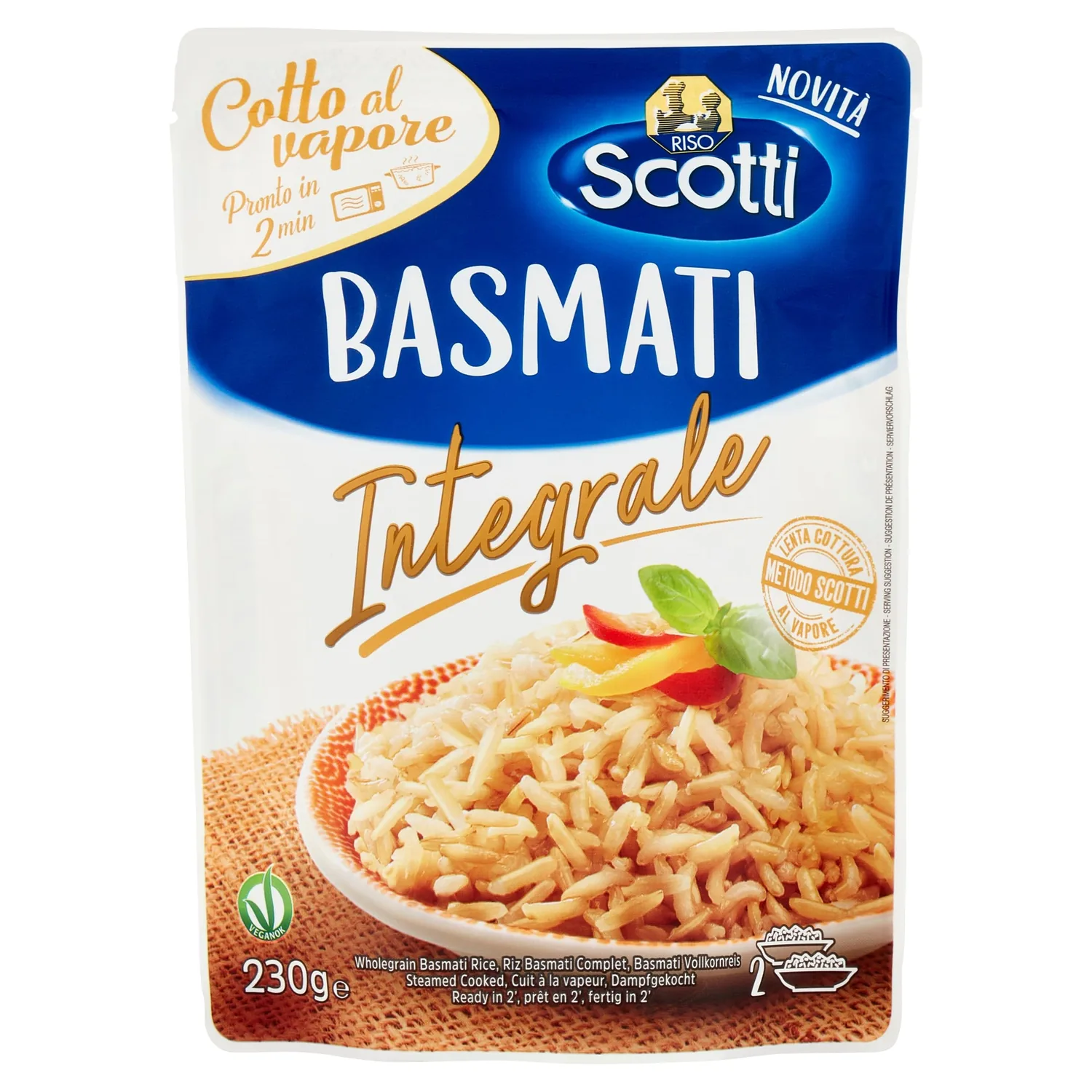Riso Scotti Basmati Intégrale Cuit À La Vapeur Riz Basmati À Grains Entiers Prêt En 2 Minutes Sac De 230 G