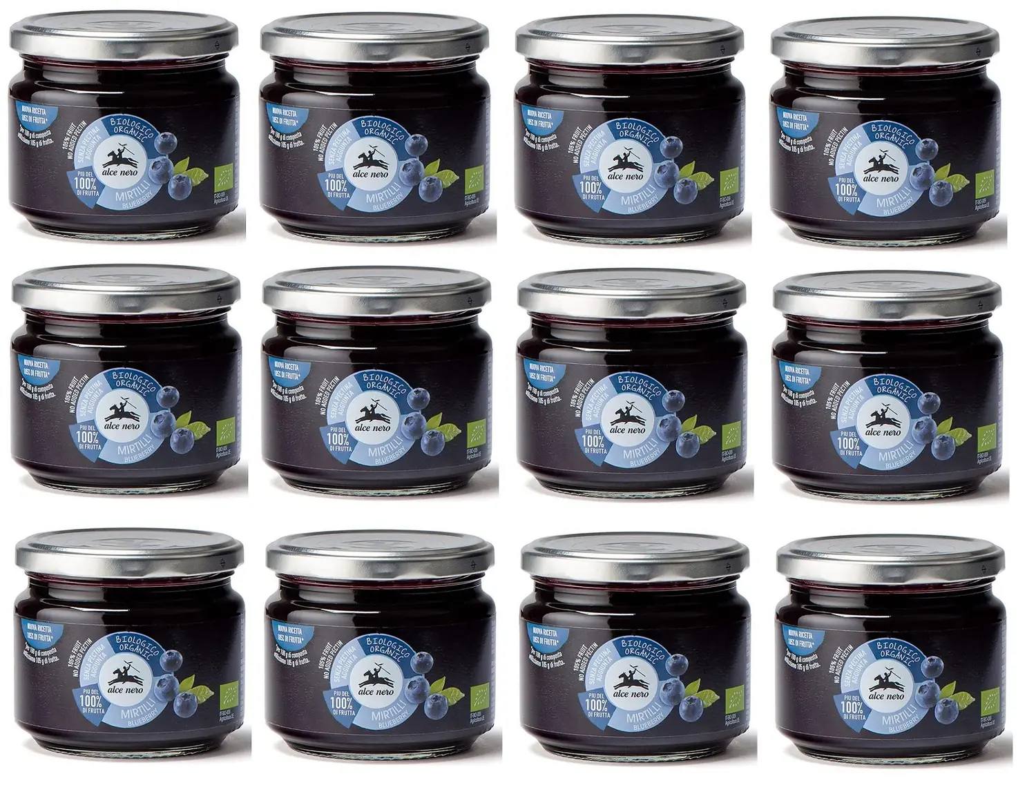 Alce Nero Composta Di Mirtilli Biologica Lot De 12 Compote De Myrtilles Bio Avec Myrtilles Biologiques 270 G