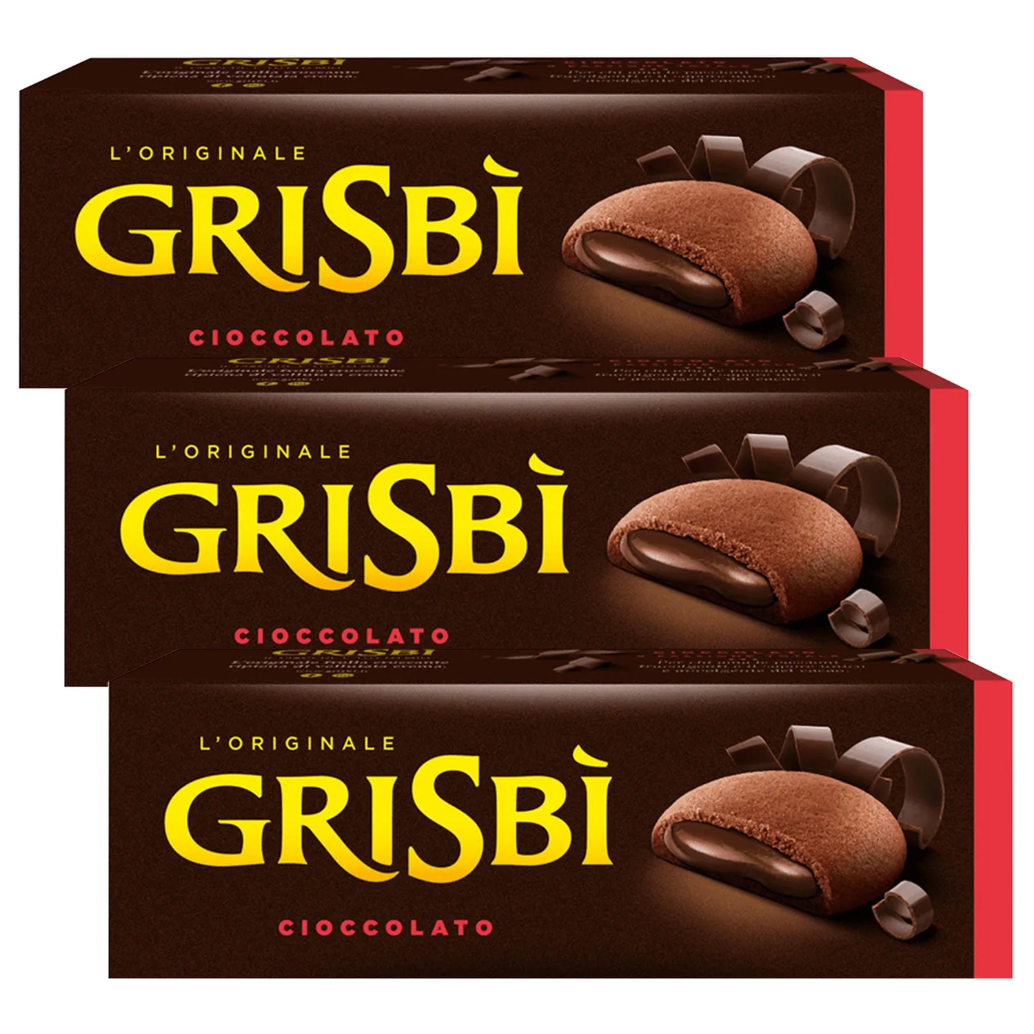 Matilde Vicenzi Grisbi Chocolat - Biscuits Italiens Fourrés Au Chocolat 150g X 3 Parcelles