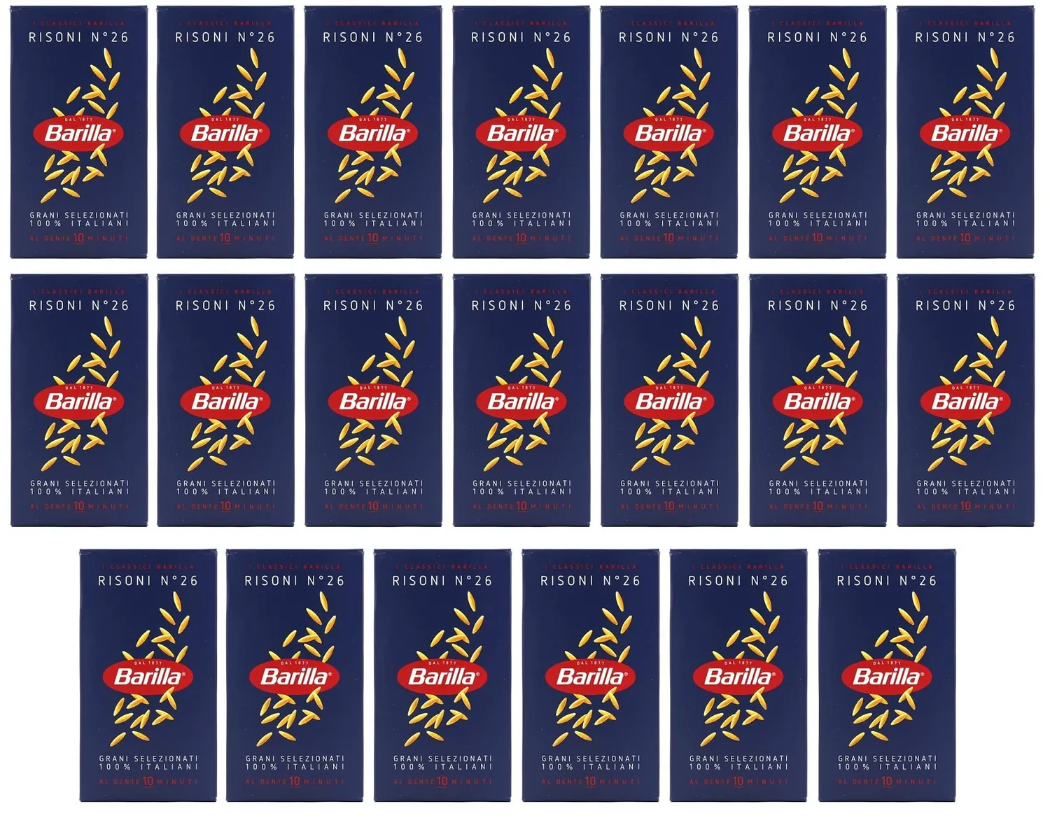 20 Paquets De Pâte Alimentaire Barilla Risoni No 26, Pâte Italienne, 500 G.