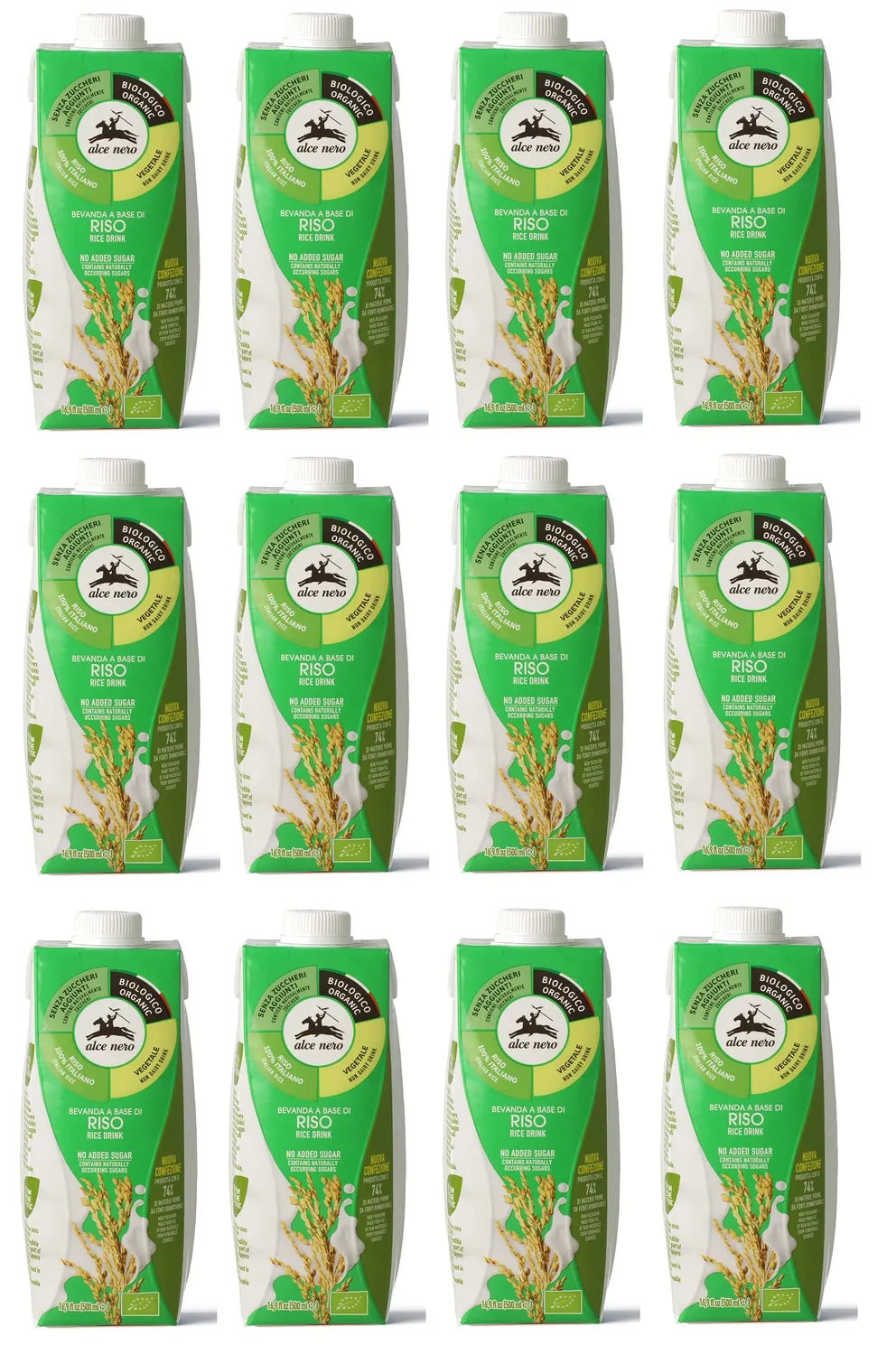 12 X Alce Nero Bevanda Biologica Vegetale A Base Di Riso Boisson À Base De Riz Bio 500 Ml Boisson Rafraîchissante Non Alcoolisée