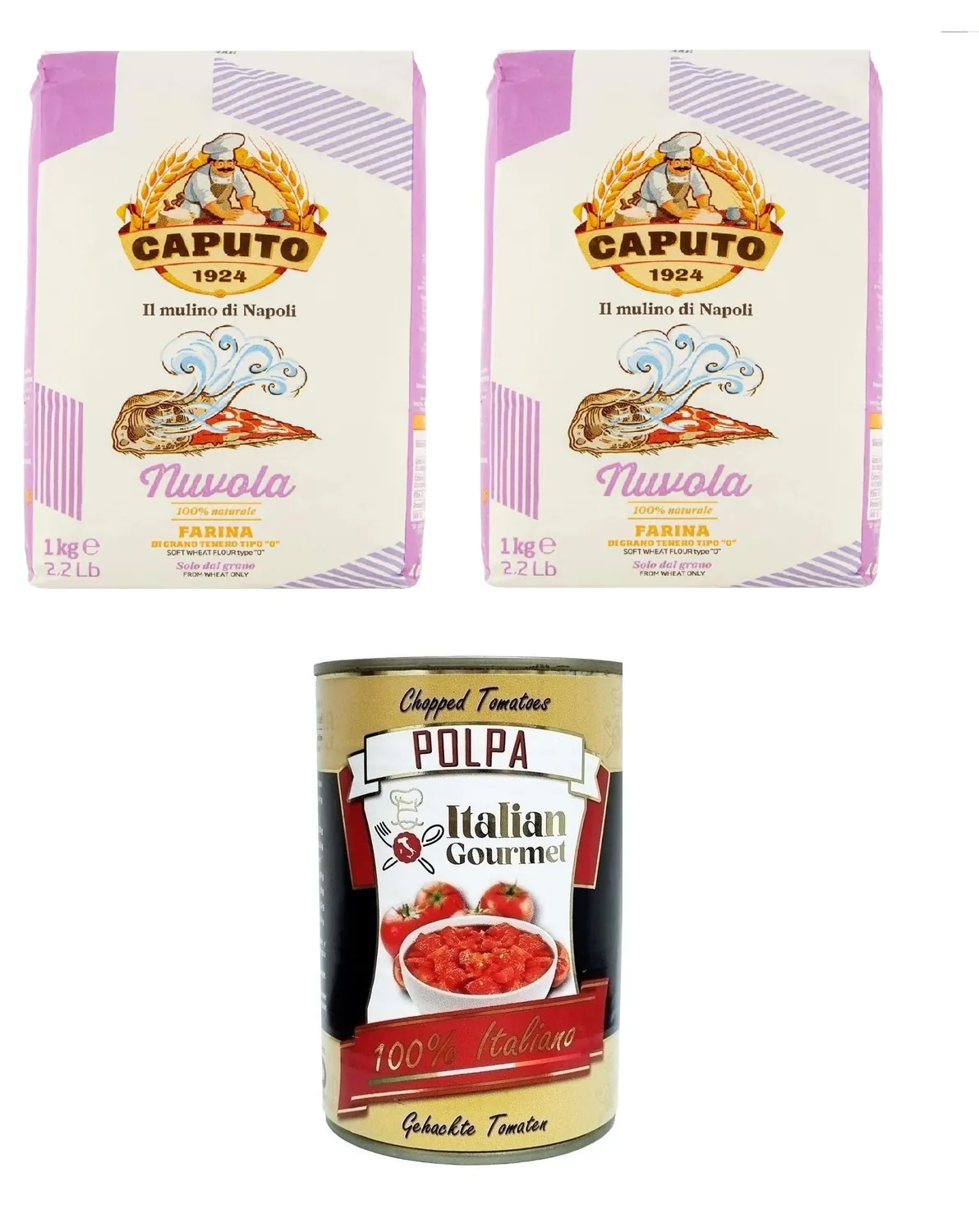 Farina Molino Caputo Nuvola Pizza Napoli Pâte À Pizza Pour Pâte Légère 1 Kg Et Italian Gourmet Polpa Di Pomodoro 1 Pâte De Tomate Finement Hachée 400 G