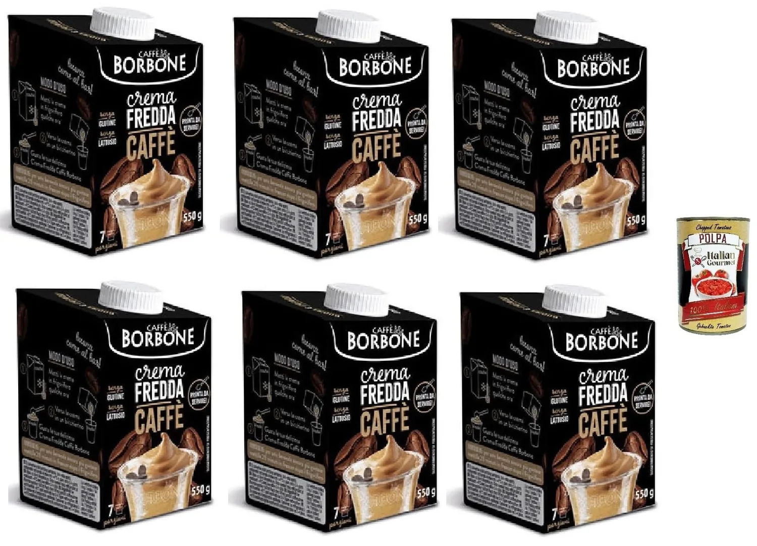 Borbone Crema Fredda Caffè Borbone, Café À La Crème Froide Boire De Café Sur La Base Du Lait Avec Café, 6x 550ml + Italian Gourmet Polpa 400g