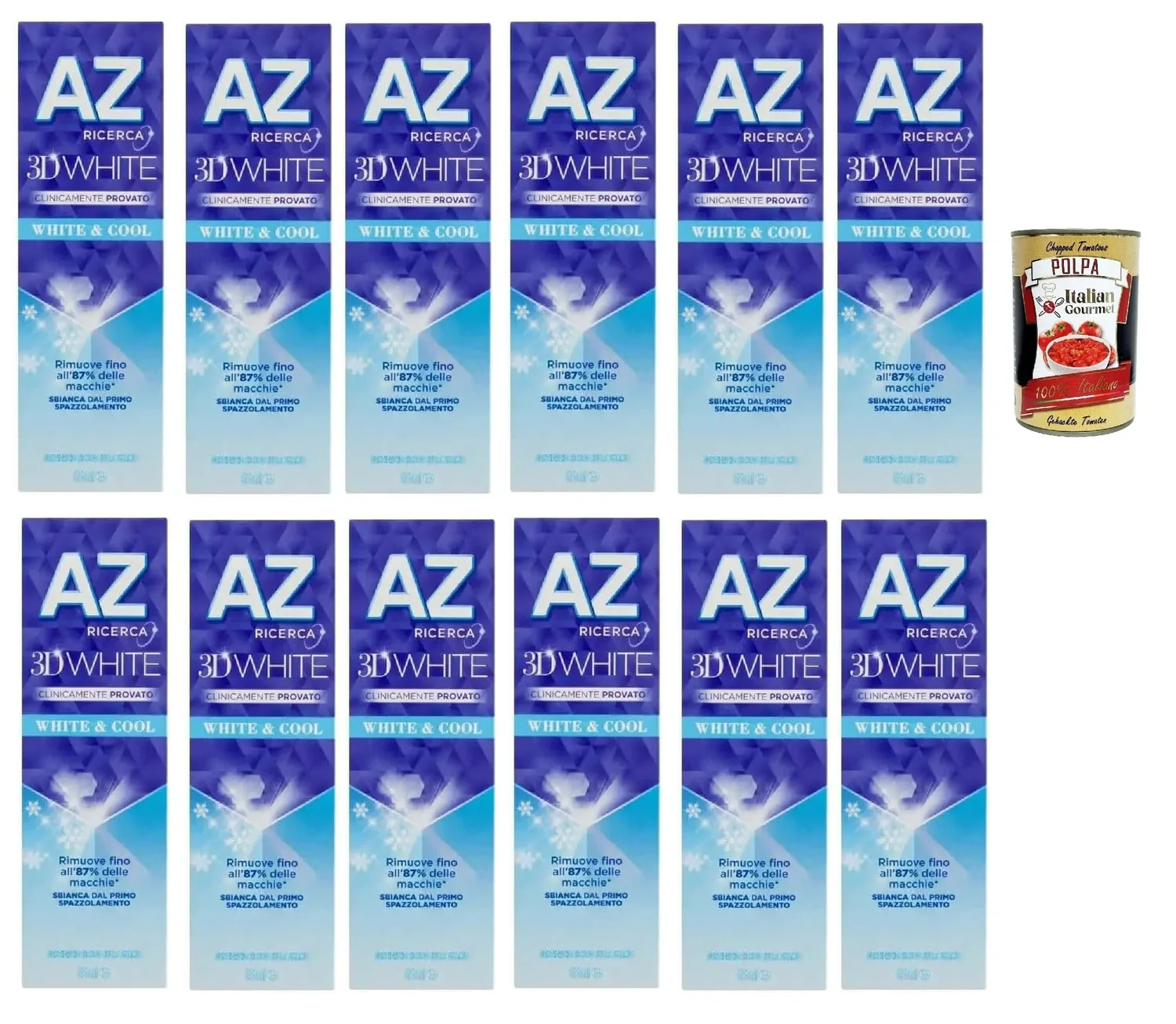 Dentifricio Az White & Cool Dentifrice Blanchissant 12 X 65 Ml + Italian Gourmet Polpa 400 G