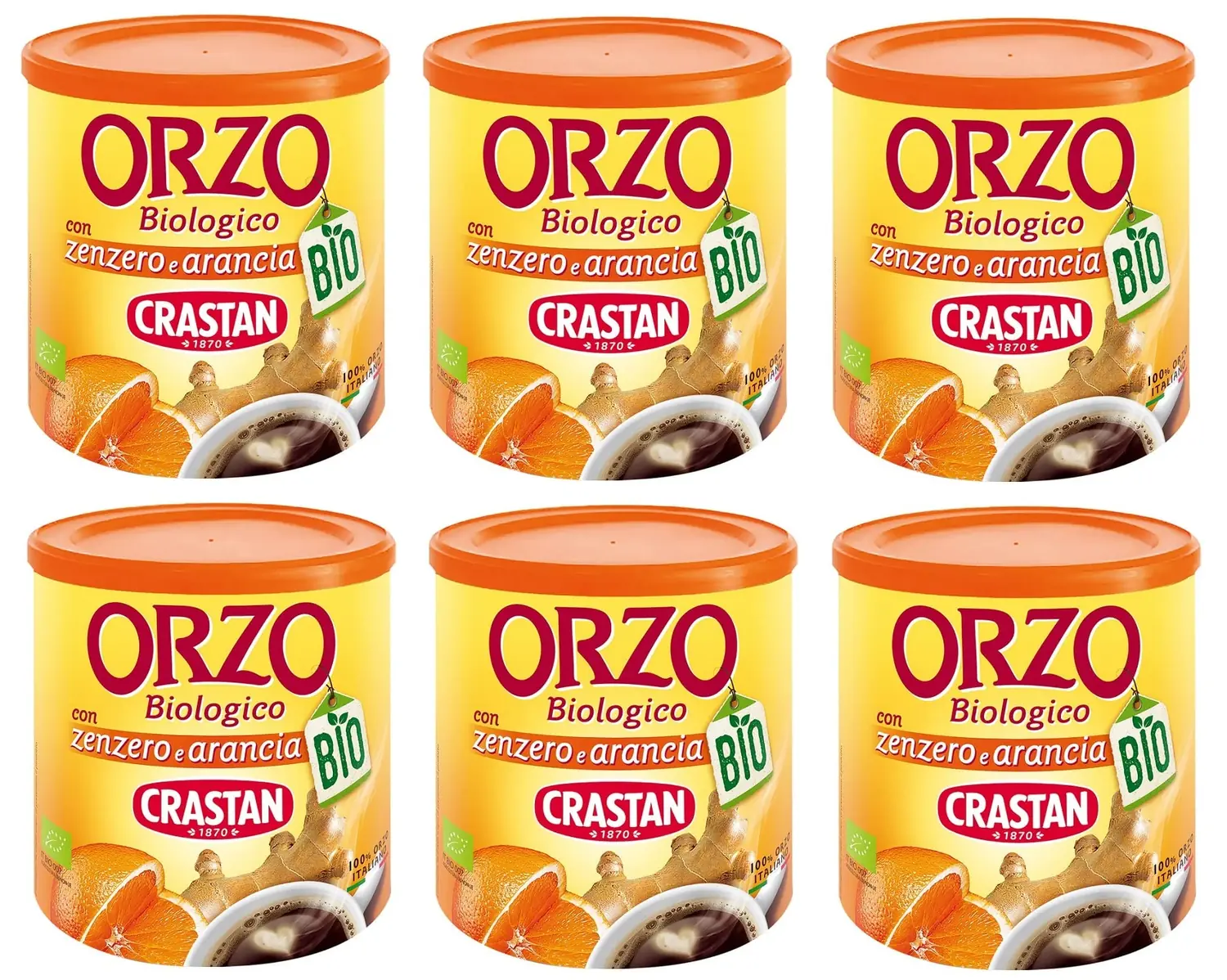 Crastan Orzo Biologico Con Zenzero E Arancia Orge Bio Au Gingembre Et À L'orange 100 % Orge Italienne, Naturellement Sans Caféine 120 G