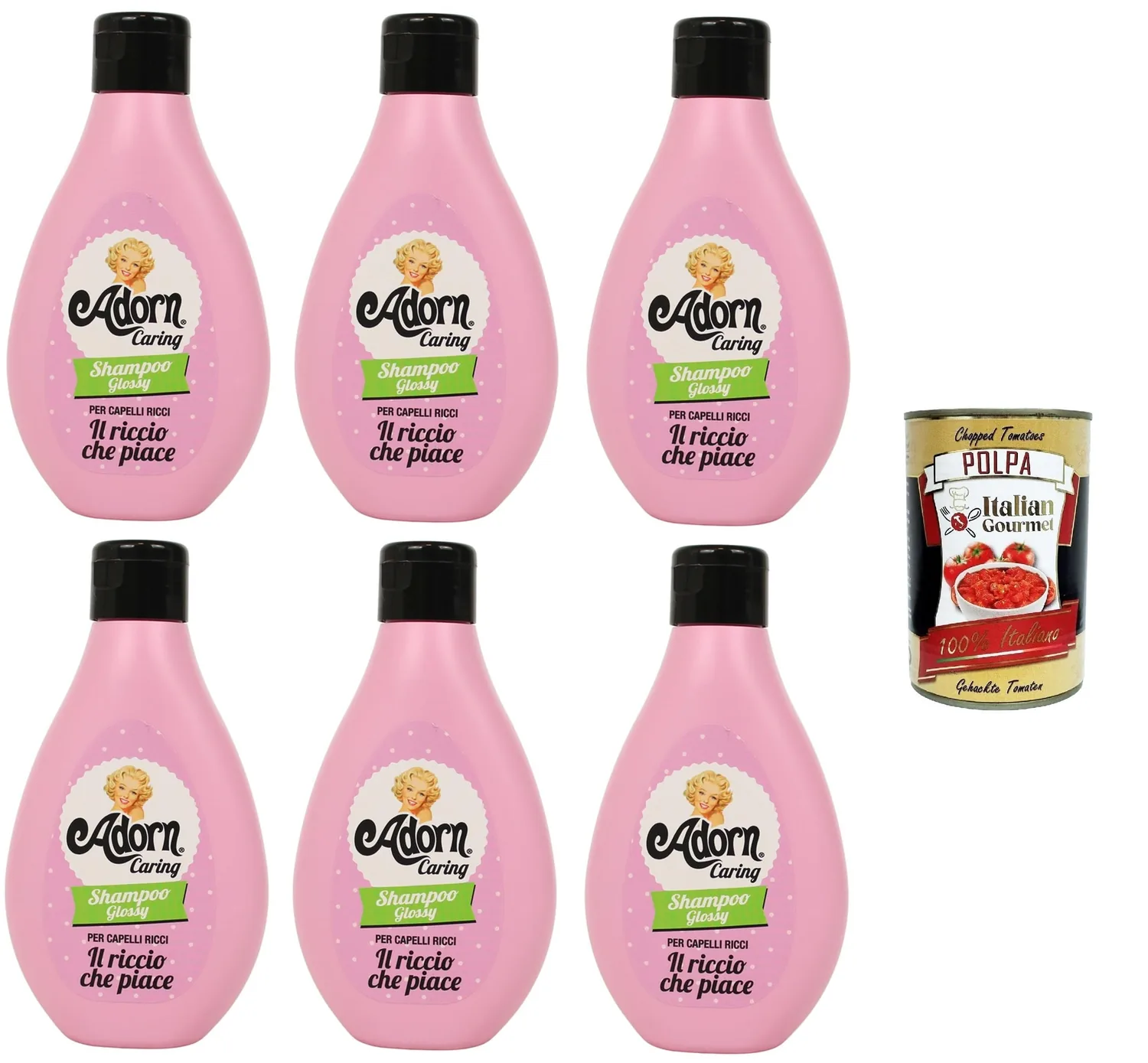 Adorn shampoo ricci Lot De 6 Shampoings Vintage Brillants Pour Cheveux Bouclés 250 Ml + Polpa Italian Gourmet 400 G