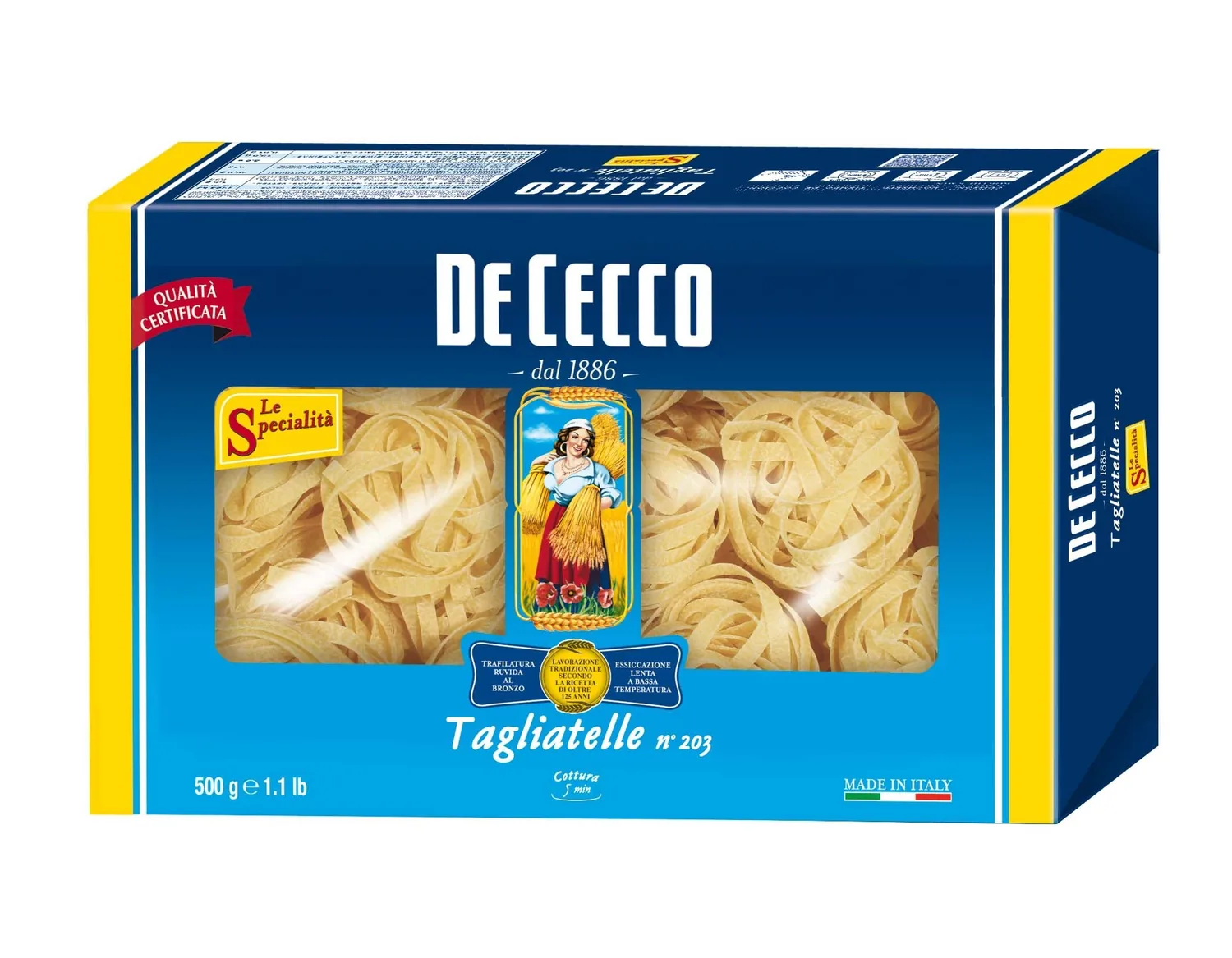 4x De Cecco Pâtes Tagliatelle Nidi Semola 500 G
