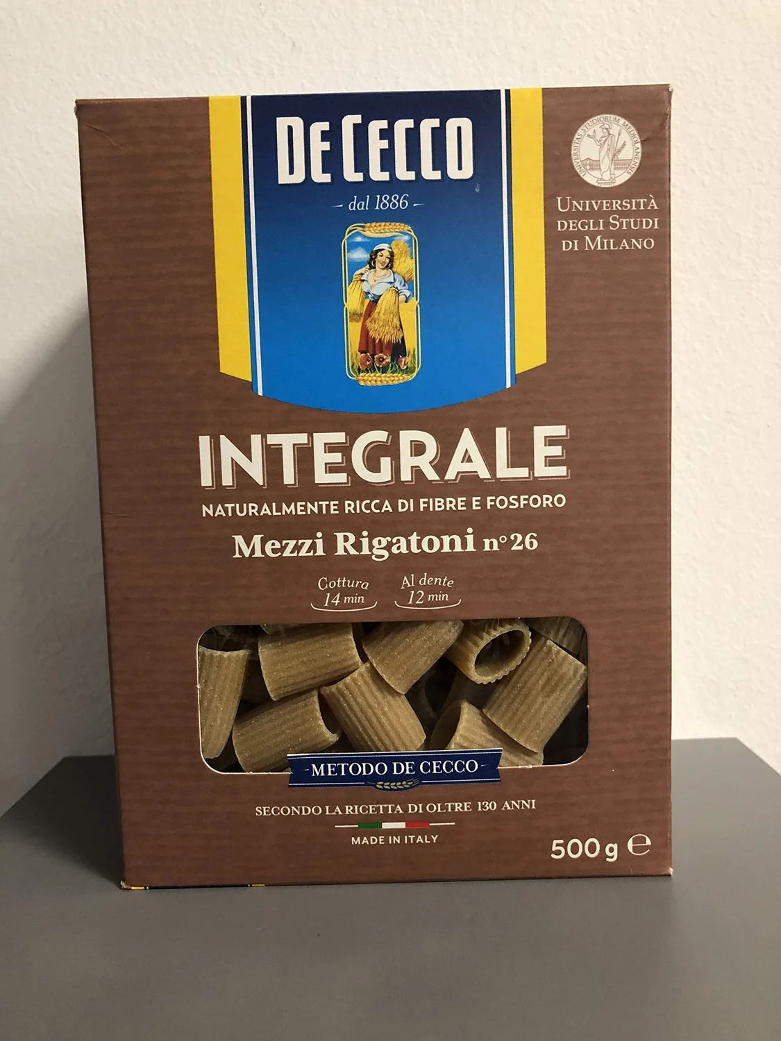 10x Pasta De Cecco Mezzi Rigatoni Integrali N° 26 Pâtes Italiennes À Grains Entiers 500g