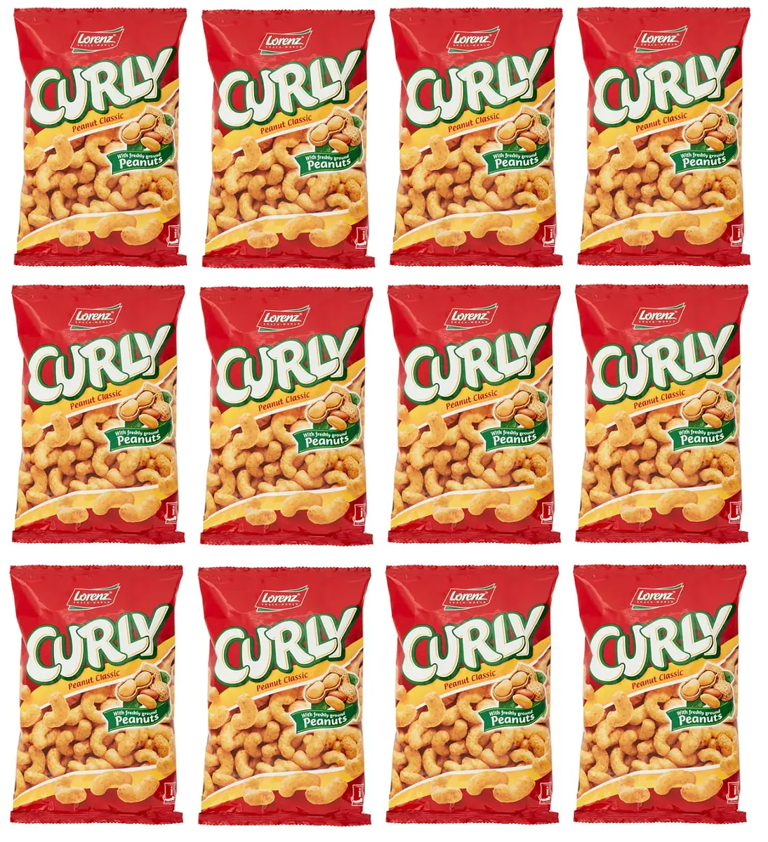 Lorenz Curly Peanut Classic Lot De 12 Arachides Classiques Collations Salées Avec Cacahuètes Fraîches 60 G
