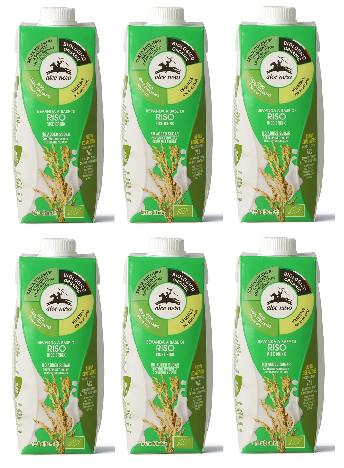 Alce Nero Bevanda Biologica Vegetale A Base Di Riso - Boisson Végétale Biologique À Base De Riz - 500 Ml - Boisson Rafraîchissante Non Alcoolisée