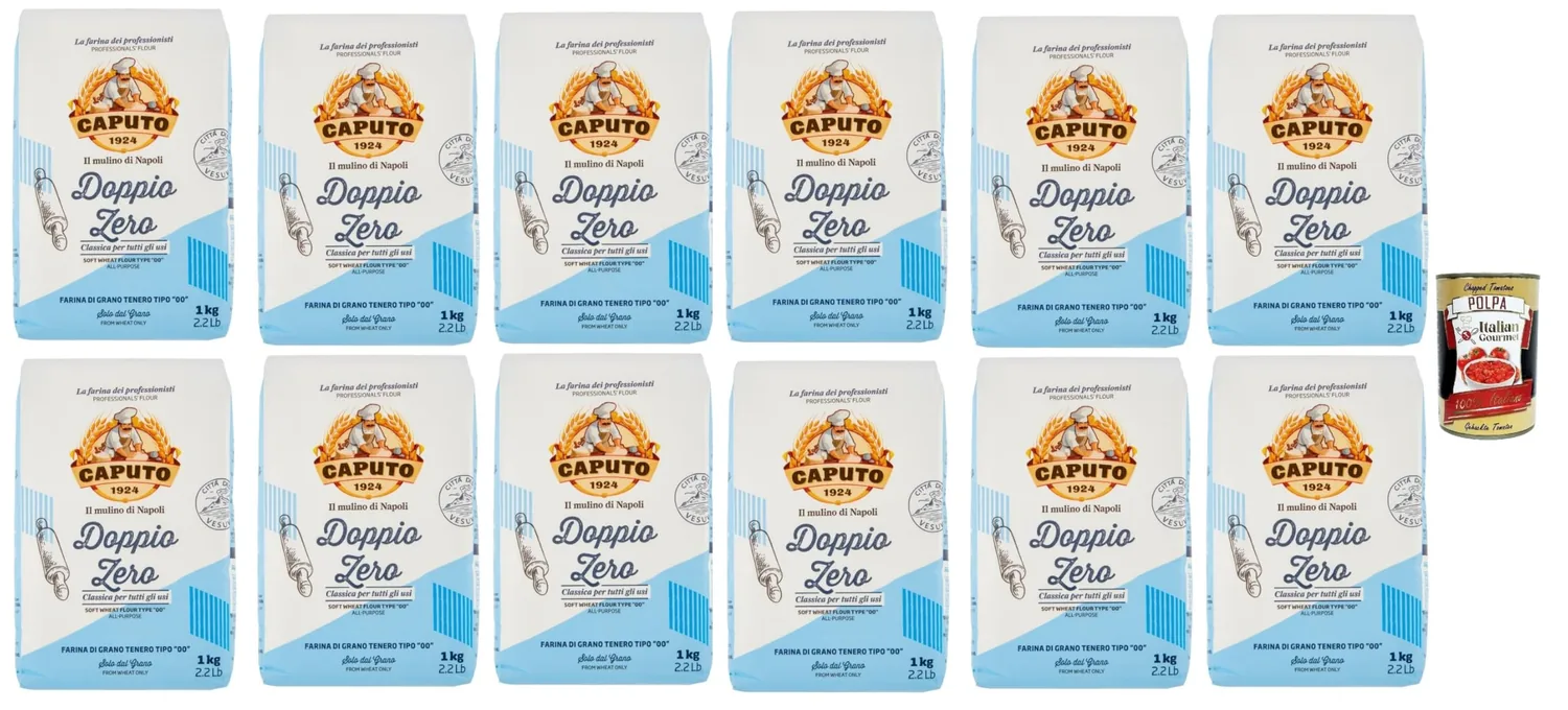 Caputo Doppio Zero Classica, Farina Di Grano Tenero Tipo « 00 », « 00 » Farine De Blé Douce, Idéale Pour Les Pâtes Douces Et Légères, 10 X 1 Kg + Italian Gourmet Polpa 400 G