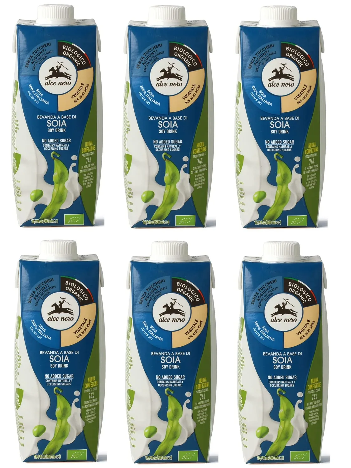 Alce Nero Bevanda Biologica Vegetale A Base Di Soia Biologique Légumes Boissons À Base De Soja 500 Ml Boisson Rafraîchissante Non Alcoolisée