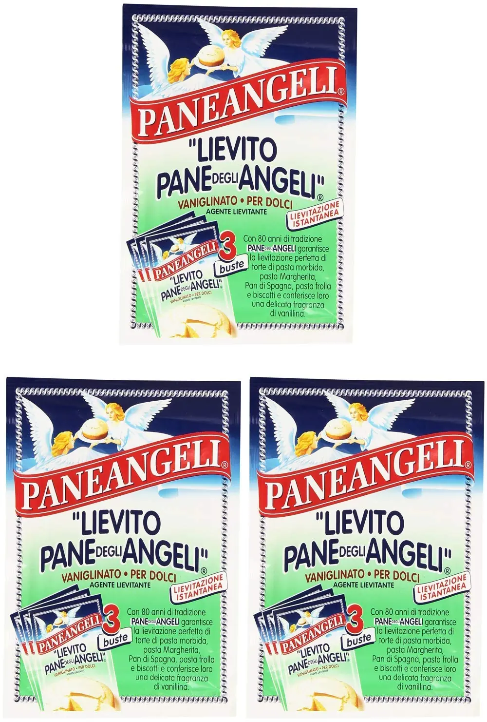 3 X Paneangeli Lievito Vanigliato 48 G De Pâte À Oxygène Levure De Vanille (3 Sachets De 16 G).