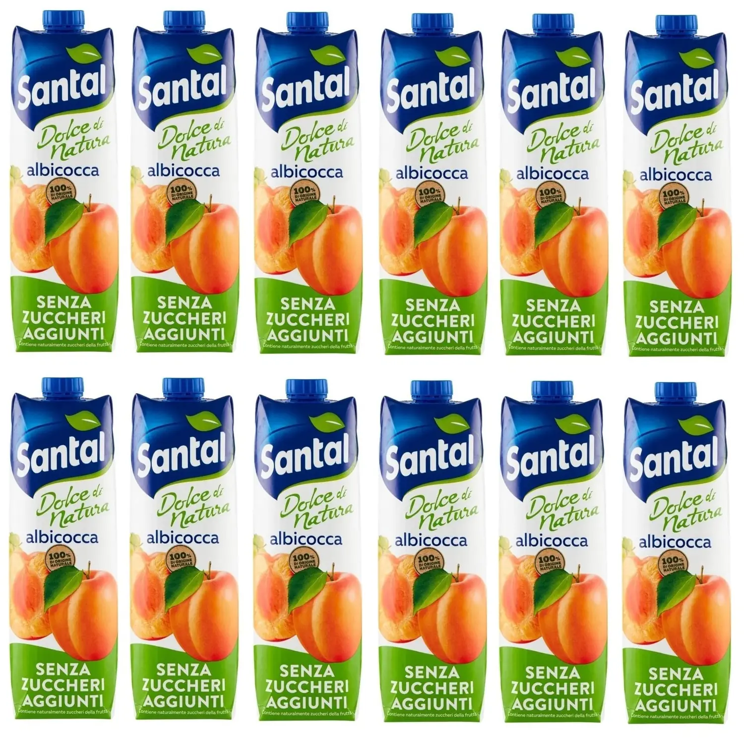12 X Parmalat Santal Succo Di Frutta Albicocca Dolce Di Natura Zero Courgettes Aggiunti Abricots Jus De Fruits Nul Additif Succo Boisson Rafraîchissante Tetrapack 1000 Ml