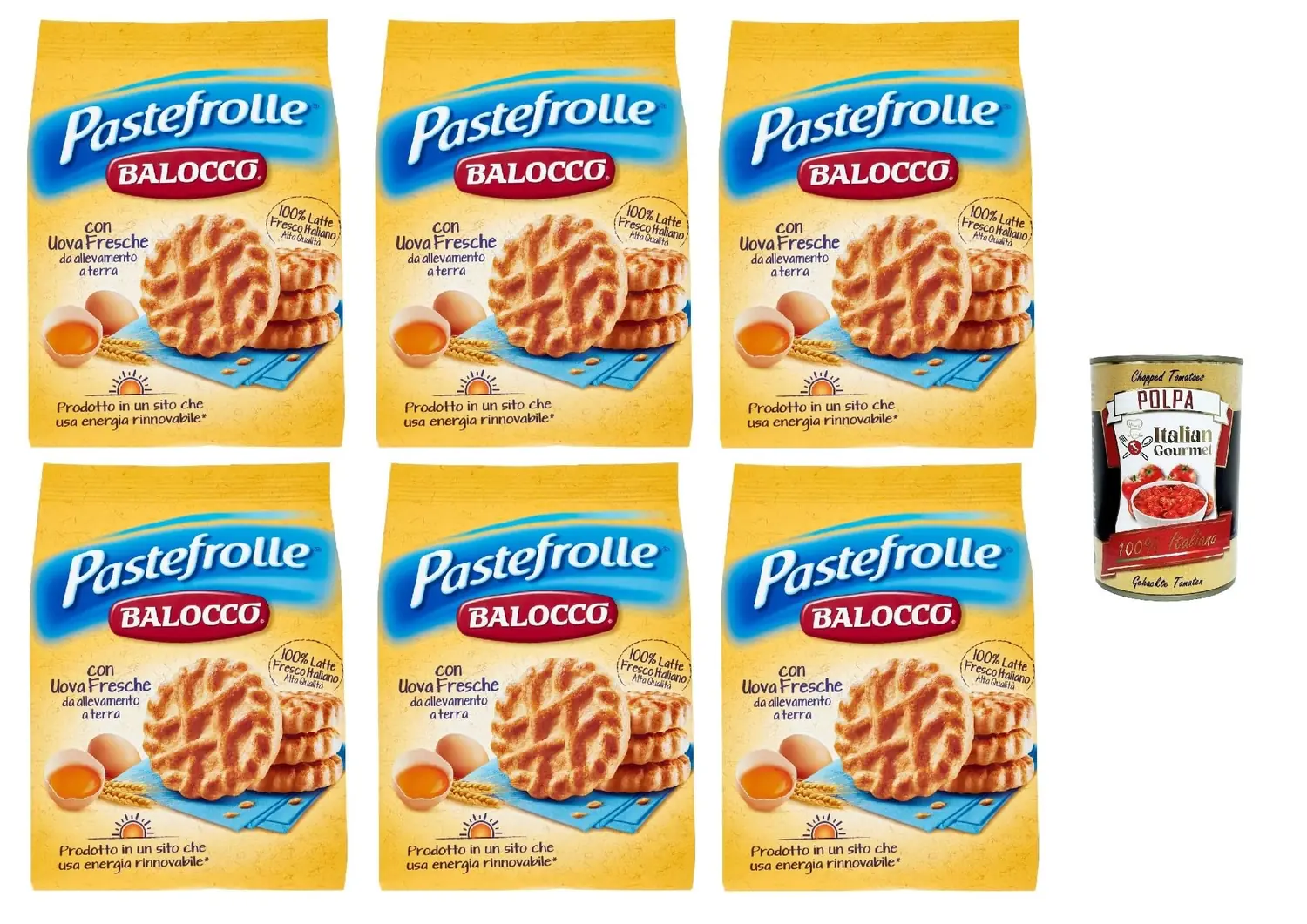 Balocco Rouleau À Pâtes Biscotti Con Latte Italiano E Uova Biscuits Frais Avec Lait Italien Et Œufs Frais Biscuits Cookies 100 % Biscuits Italiens 6 X 350 G + Italian Gourmet Polpa 400 G