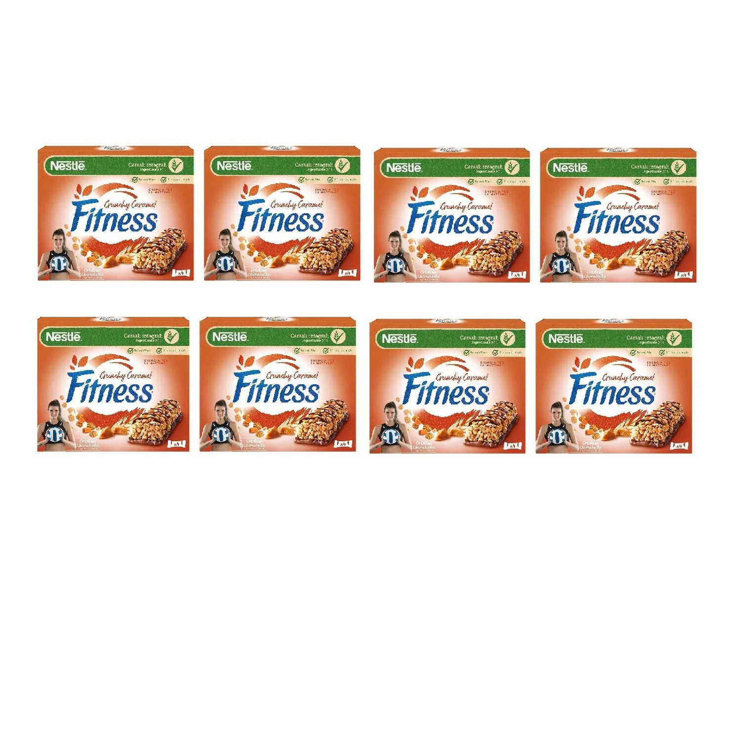 8x Nestlé Fitness Crunchy Caramel Barres de muesli complet au chocolat et au caramel croquant (4 x 23,5 g) 94 g