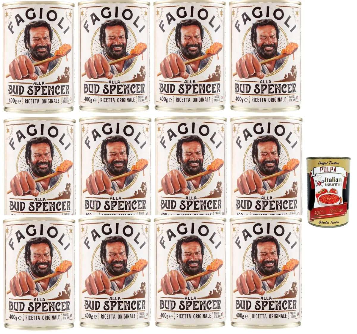 Fagioli Alla Bud Spencer, Gli Originali, Bud Power- Bud-Spencer, Haricots, Prêts À Manger, 12x 400gr + Italian Gourmet Polpa 400g