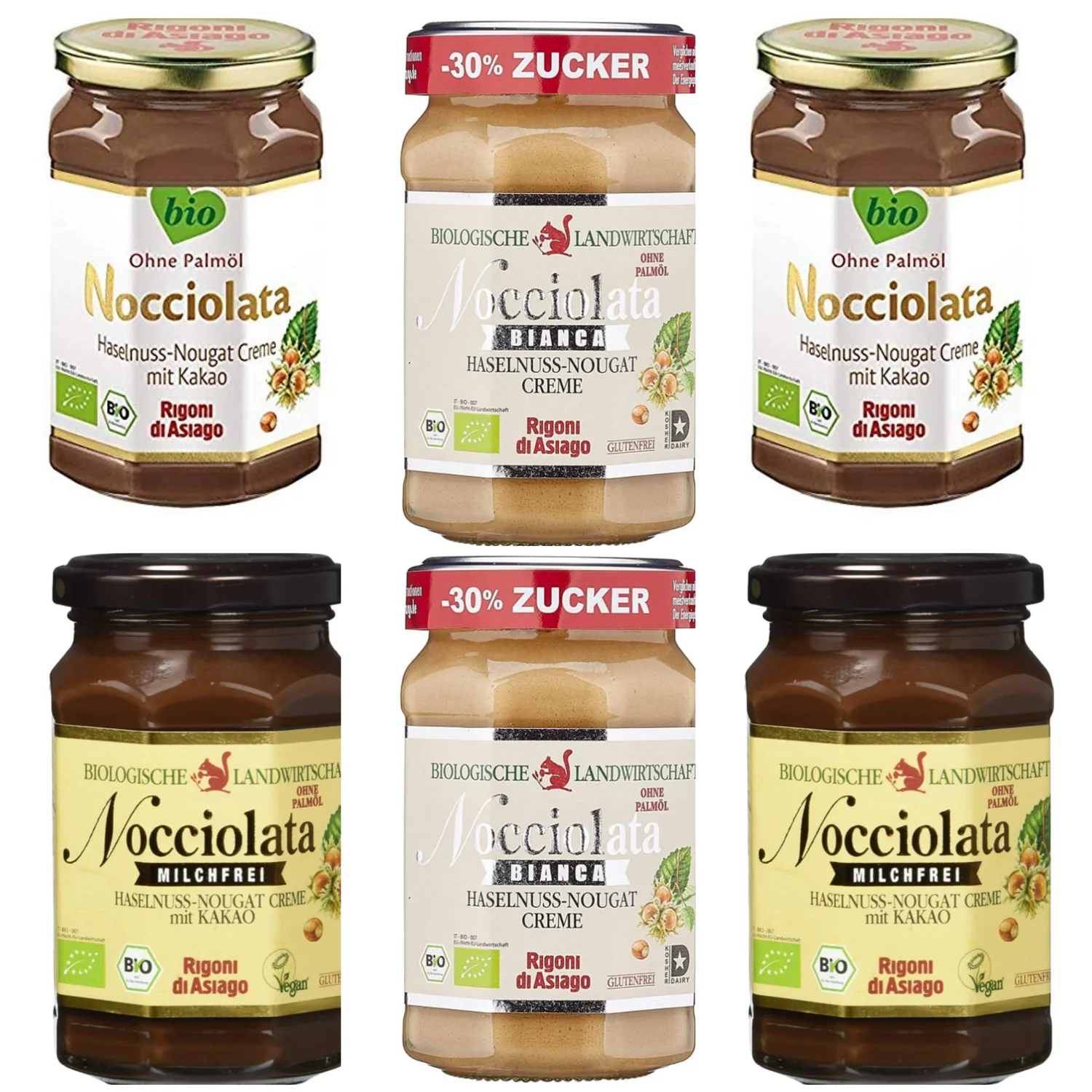 Rigoni Di Asiago Mix Box Lot De 6 Crèmes De Noisettes, Sans Lait Et Bianca, 270 G