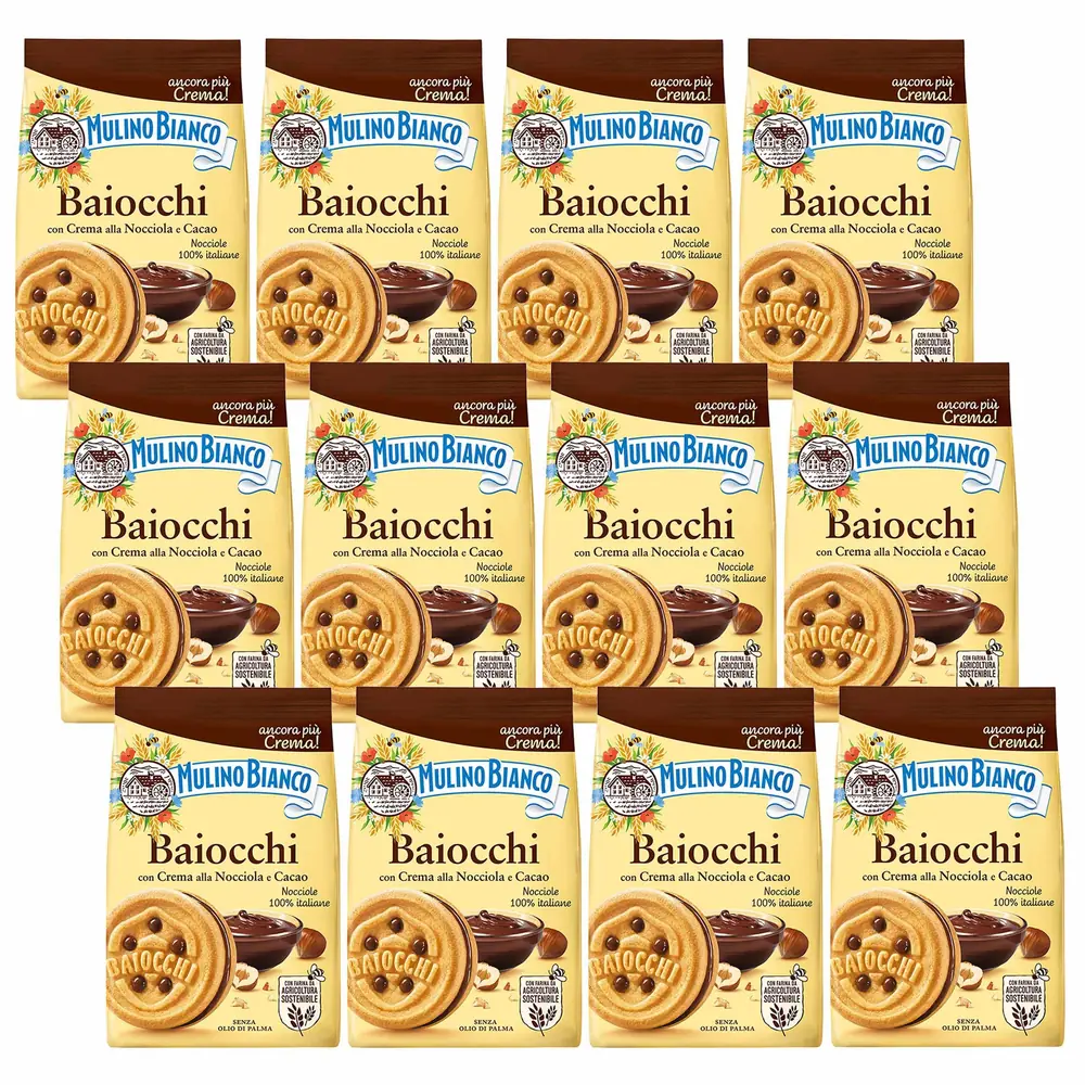 Mulino Bianco Baiocchi - Biscuits Sablés À La Crème De Noisette Et Cacao 260g (Cacao, X12)