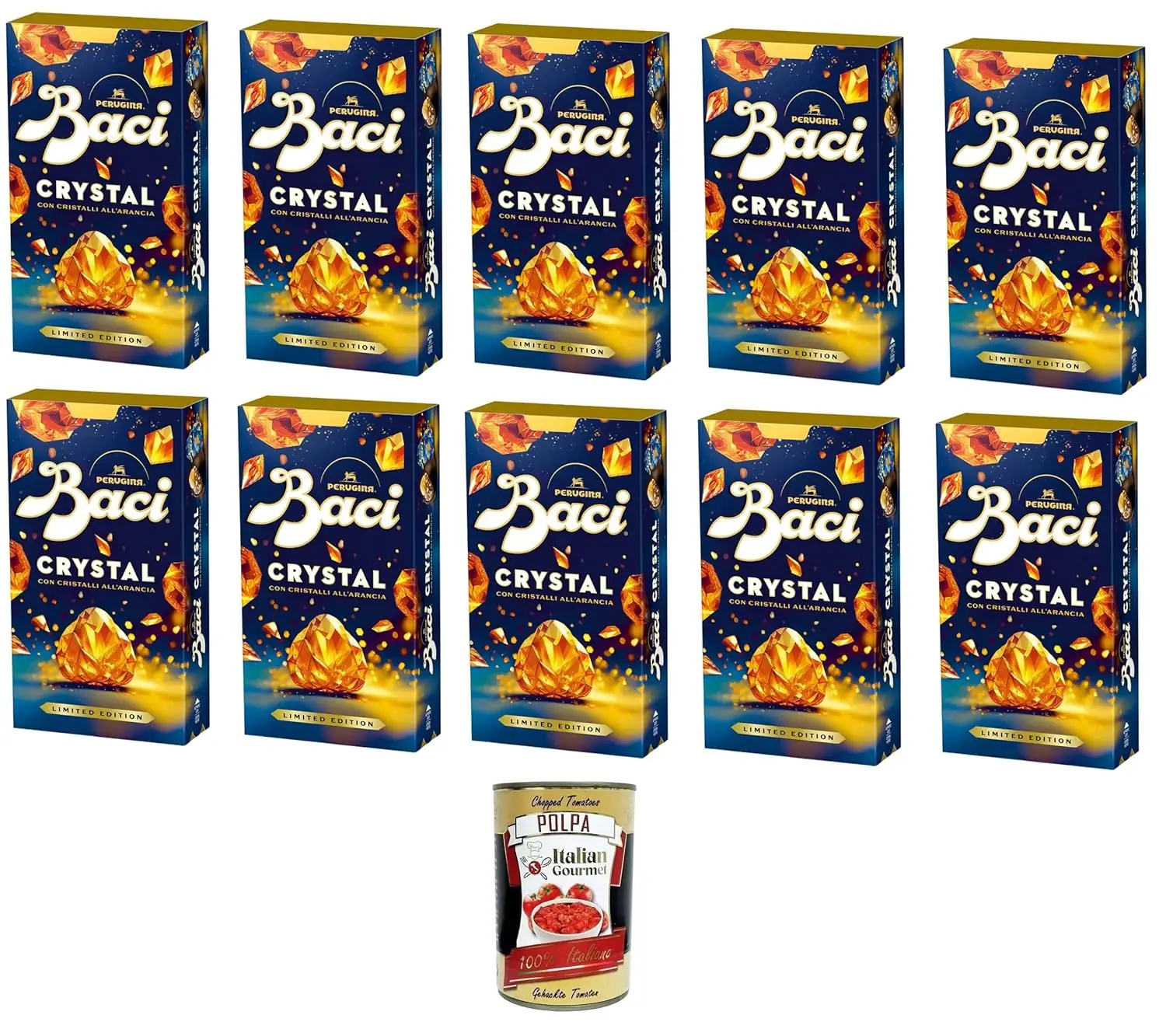 Baci Bijou Crystal Pralines 10x 150g – Chocolat fin aux cristaux d'orange – Édition limitée - + Italian Gourmet polpa 400gr