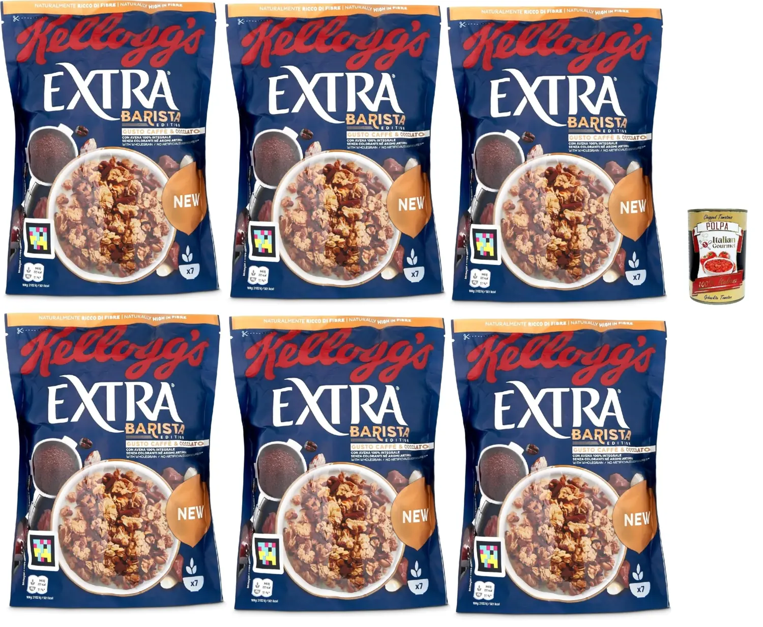 Cereali Extra « Barista Edition » | Essayez Le Café Et Le Chocolat | Céréales Breakfast Céréales, Céréales À L'avoine Croustillante | 6 X 350 G + Italian Gourmet Polpa 400 G
