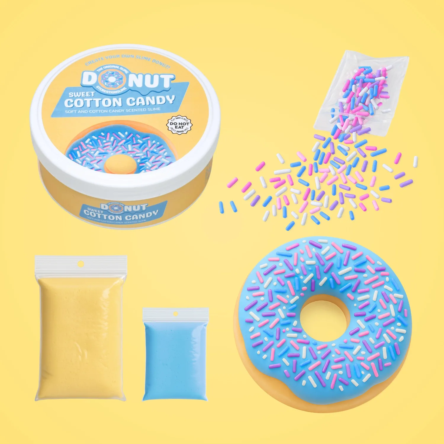 Sweet cotton candy donut slime kit