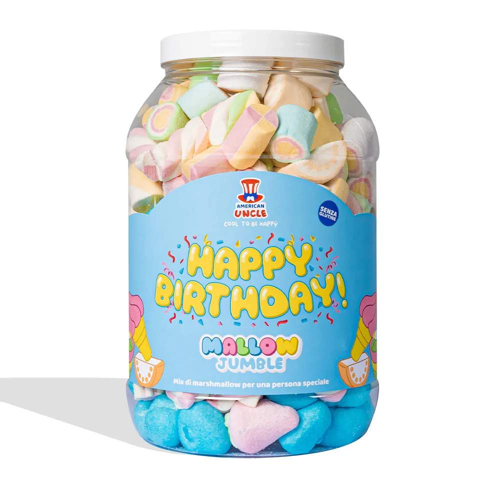 Mallow Jumble “Joyeux Anniversaire”, pot de marshmallow à composer avec vos saveurs préférées
