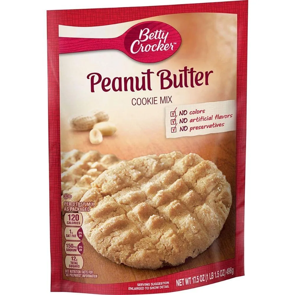 Betty Crocker Cookie Mix Peanut Butter Maxi, préparation pour biscuits au beurre de cacahuète de 400g