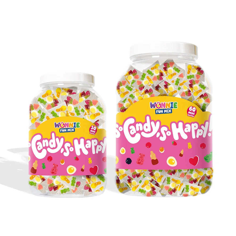 Wunnie Fun Mix, pot avec sachets individuels de bonbons gélifiés aux saveurs assorties (30 ou 60 pcs)