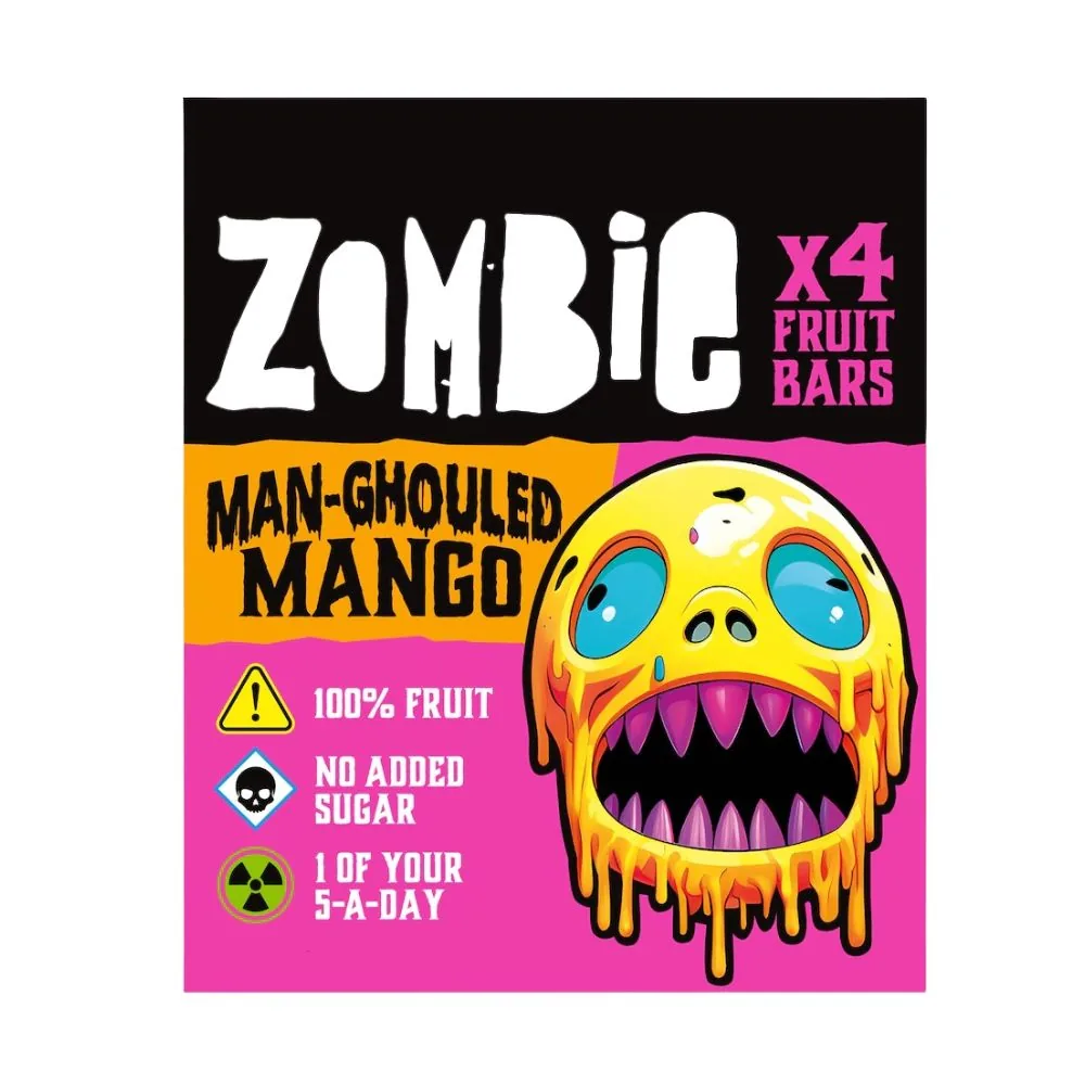 Zombie Man-Ghouled Mango Fruit Bars, barres de fruits pomme et mangue de 100g