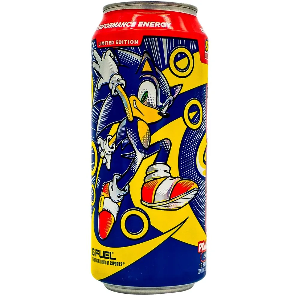 GFuel Sonic Zero Sugar Peach, boisson énergisante au goût de pêche de 473ml