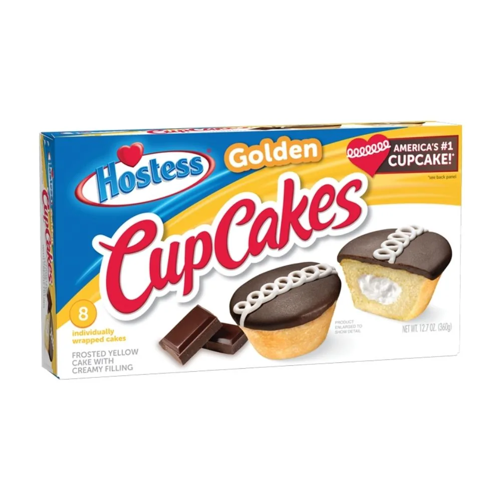 Hostess Golden Cup Cakes, petits gâteaux fourrés à la crème à la vanille enrobés de glaçage au chocolat de 360g